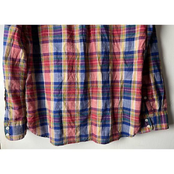 EUC Women’s Colorful & Preppy Boyfit J Crew Plaid Button Down Shirt Size Medium - Picture 6 of 11
